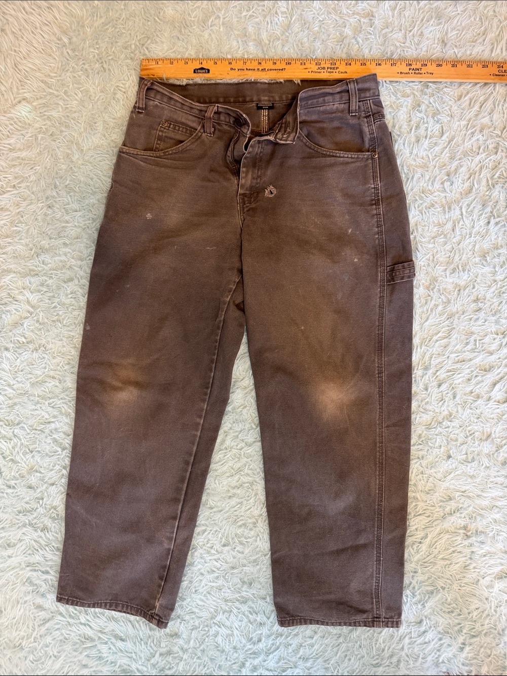 Dickies Men's distressed Relaxed Brown Work Jeans 32x30